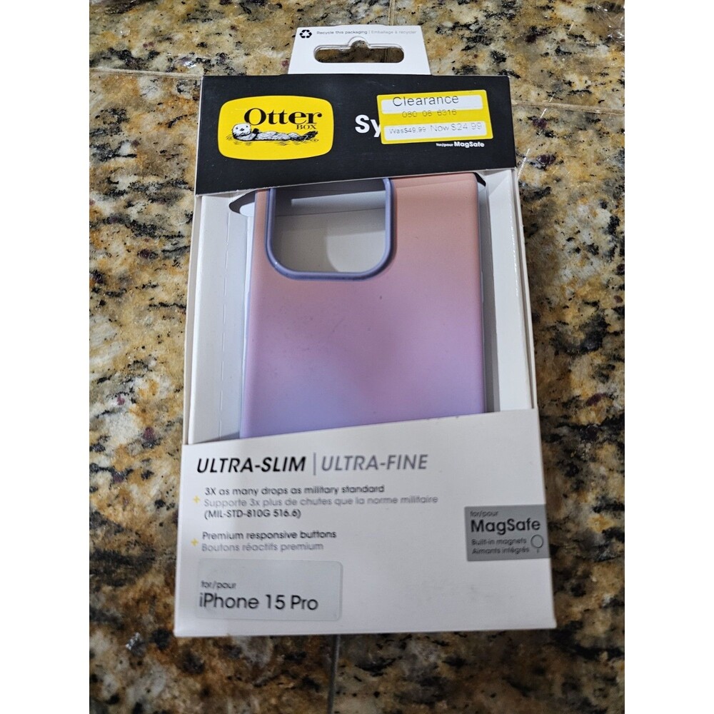OtterBox Symmetry Series Case iPhone 15 Pro MagSafe Purple Pink Gradient Slim